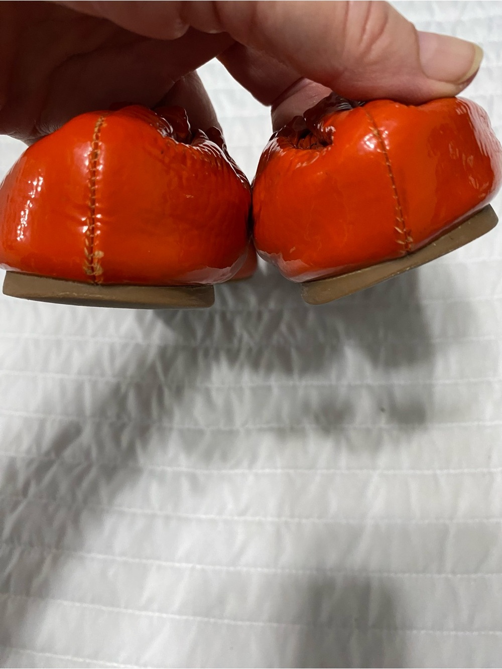 Tory Burch Reva Patent Leather Orange Ballet Flats Women’s Size 6 - Picture 5 of 11